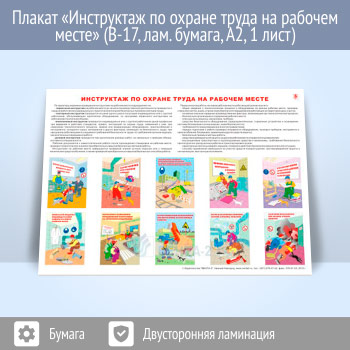 Плакат «Инструктаж по охране труда на рабочем месте» (В-17, ламинированная бумага, А2, 1 лист)